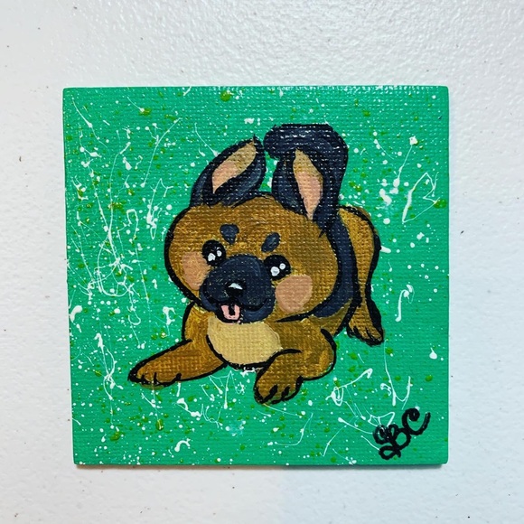 German Shepherd, Magnet, Acrylic on Canvas - Picture 1 of 1